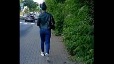 Play Brunet adolescent and her big ass in a fast dungaree