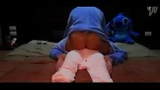 Play Femdom fuck his ass in a cowgirl position. pajamas strapon pegging